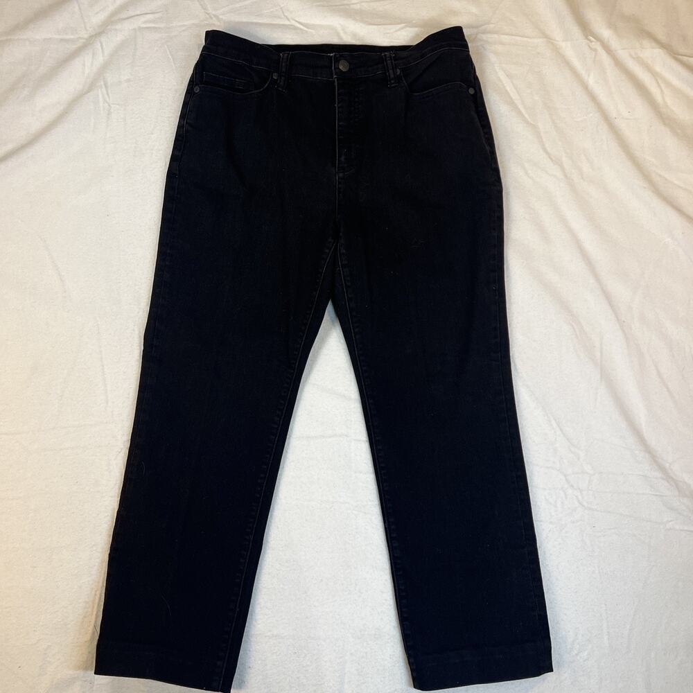 Lands End High Rise Straight Jeans Women’s Size 10 Black Denim